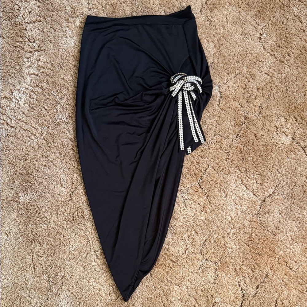 Elegant Black Skirt with Rhinestone Detail
